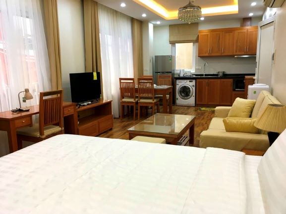 Serviced apartment for rent-Studio on 2nd(201) floor at Tran Thai Tong, Cau Giay, Ha Noi